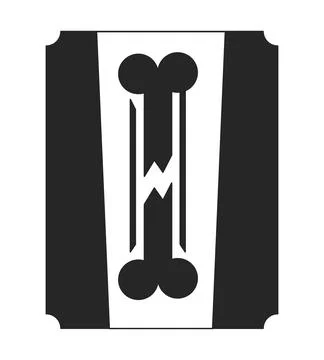 Bone trauma x ray scan flat line black white vector object Stock Illustration