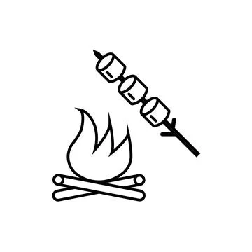 Bonefire and marshmellow icon element of camping icon for mobile concept and  Stock Illustration