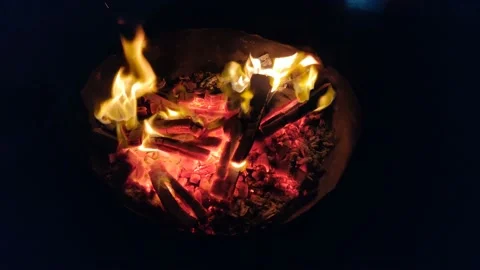 Bonefire during winter with natural flames. Stock Footage 159233293