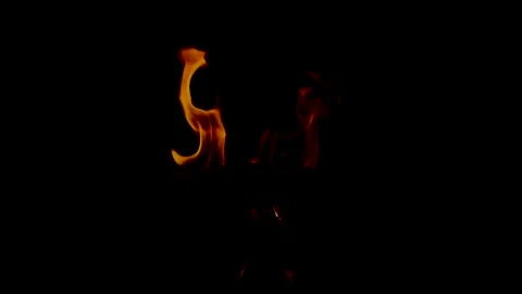 Bonefire, Fire flames on black background. Stock Footage 142416048