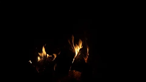 Bonefire, Fire flames in campfire, campsite at Masai Mara Park, Kenya,. Stock Footage 122396055