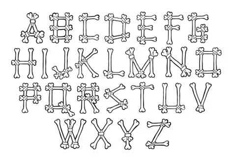 Bones Alphabet vector Stock Illustration