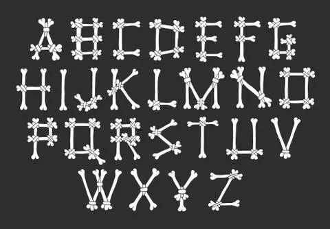 Bones Alphabet vector Stock Illustration