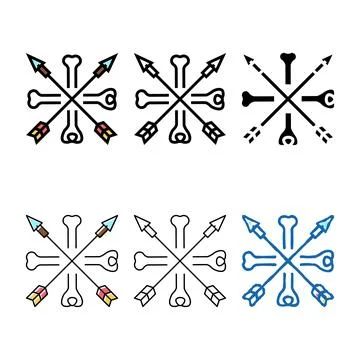 Bones and arrows boho color icon vector diversity 스톡 일러스트