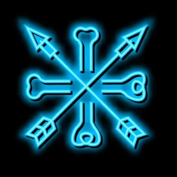 Bones and arrows boho neon glow icon illustration Stock Illustration