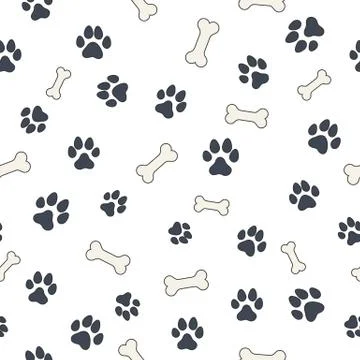 Bones and paws Stock Illustration