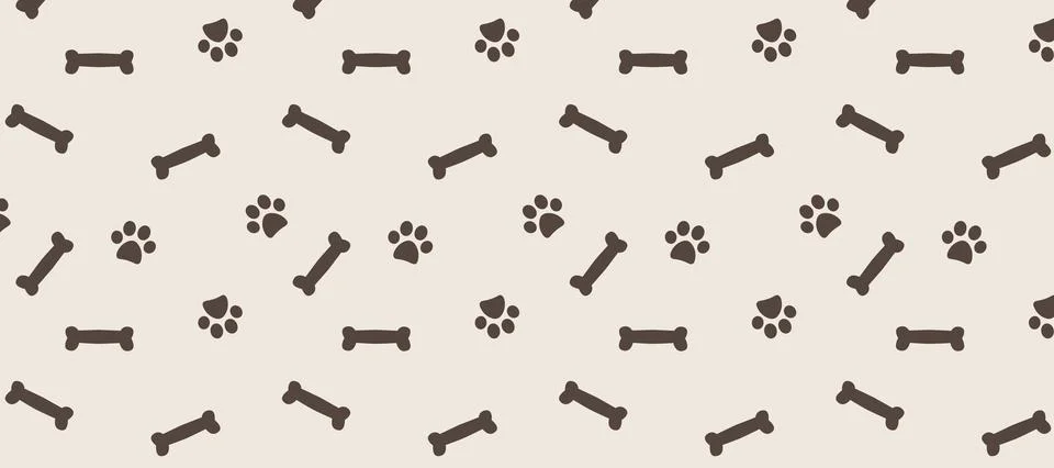 Bones and Paws seamless pattern background Vector Illustration Stock Illustration
