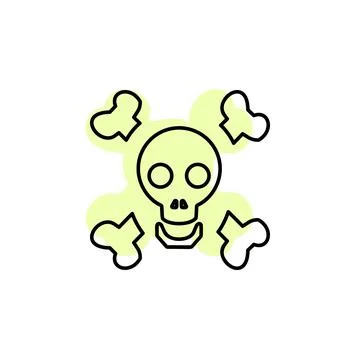 Bones and skull with color shadow vector icon in halloween set Stock Illustration