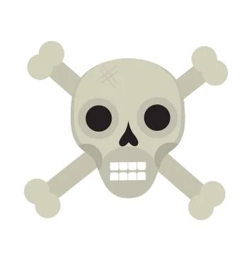 Bones and skull icon flat style. Isolated on white background. Vector Stock Illustration