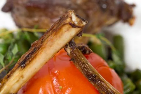 Bones of grilled beef ribs. Stock Photos
