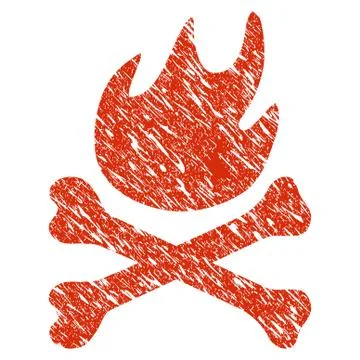 Bones Hell Fire Icon Grunge Watermark Stock Illustration