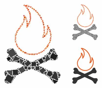 Bones hell fire Mosaic Icon of Trembly Parts Illustrazione stock