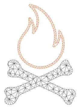 Bones Hell Fire Polygonal Frame Vector Mesh Illustration Stock Illustration