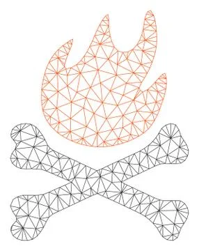 Bones Hell Fire Polygonal Frame Vector Mesh Illustration Stock Illustration