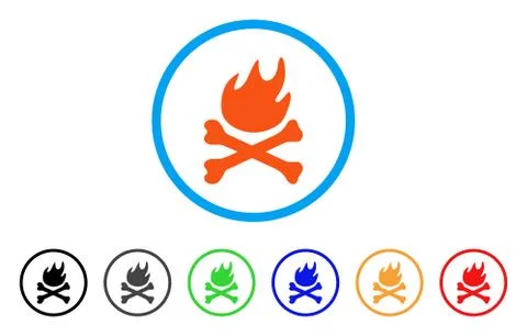 Bones Hell Fire Rounded Icon Stock Illustration