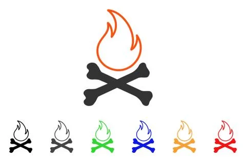 Bones Hell Fire Vector Icon Stock Illustration