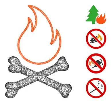 Bones Hell Fire Web Vector Mesh Illustration Stock Illustration