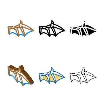 Bones of simplified wing color icon vector Stock Illustration