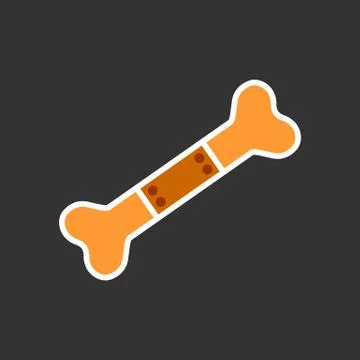 Bones splint flat icon. Solid pictogram of bone Stock Illustration