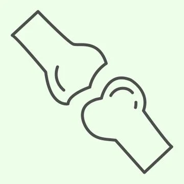Bones thin line icon. Human body knee joint bone outline style pictogram on Stock Illustration