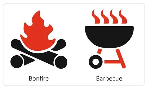 Bonfire and Barbecue Illustrazione stock