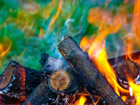 Bonfire and flames close up. Stock Photos