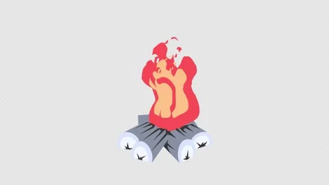 Bonfire Animation With Transparent Background Stock Footage 331779474