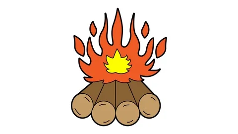 Bonfire animation white screen. 2D flat simple motion Stock Footage 116075857