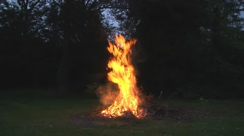 Bonfire in backyard Stock Footage 46615060