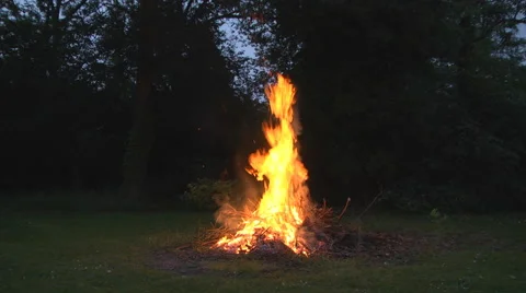 Bonfire in backyard Stock Footage 46615250