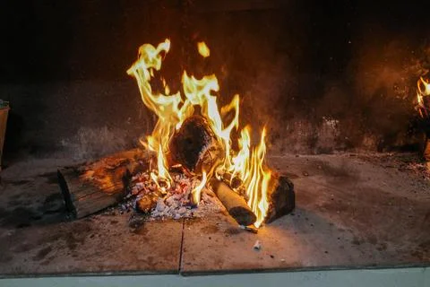 Bonfire in the barbecue Stock Photos