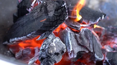 Bonfire for bbq with heat coal Video stock 111582020