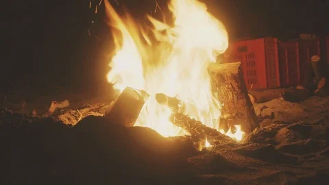 Bonfire on the beach Stock Footage