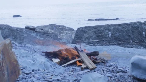 Bonfire on the beach Stock Footage 116252697