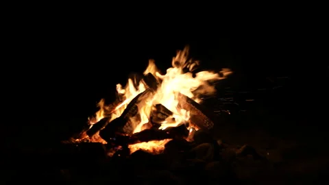 Bonfire on a Beach at Night Stock Footage 159965065