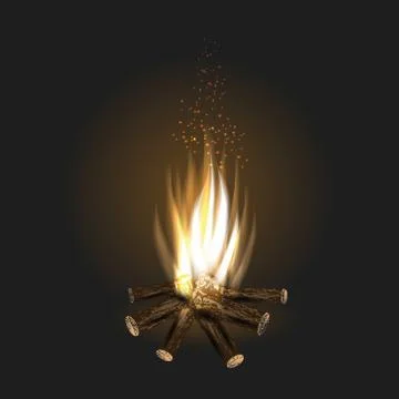 Bonfire on black background 스톡 일러스트