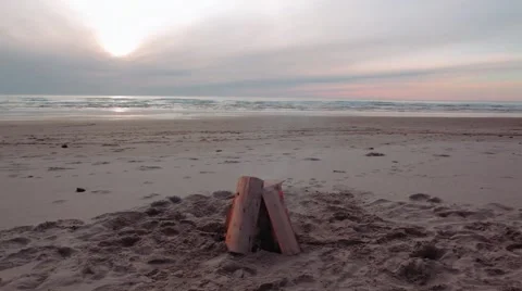 Bonfire Burning on a Beach Stock Footage 52330685