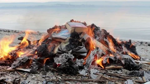 Bonfire of Burning Books Stock Footage 72555386