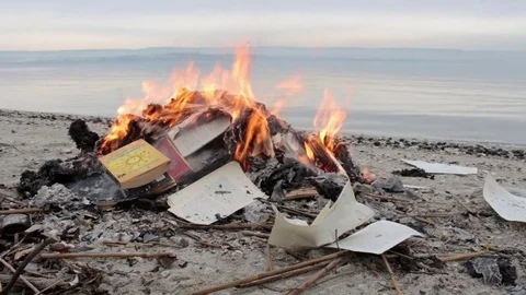 Bonfire of Burning Books Stock Footage 72555410