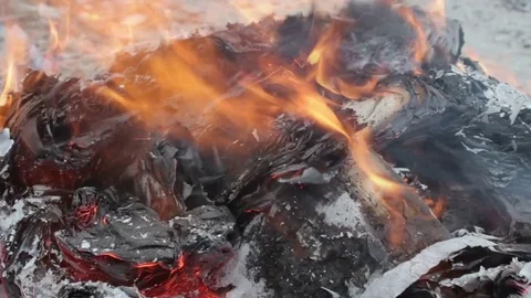 Bonfire of Burning Books Stock Footage 72555528