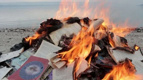 Bonfire of Burning Books Stock Footage 72555558