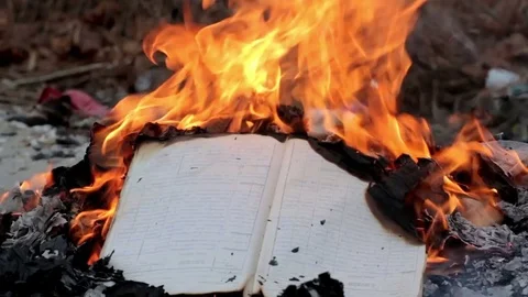 Bonfire of Burning Books Stock Footage 72557155