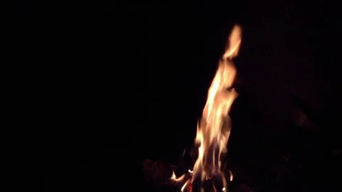 Bonfire burning in the dark cave 4 Stock Footage 73678717