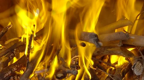 A bonfire burning in the dark night Stock Footage 67817137