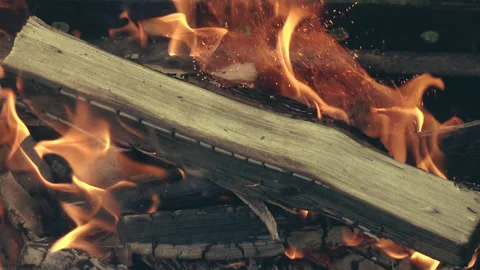 A bonfire is burning. flame close up Stock Footage 154865010