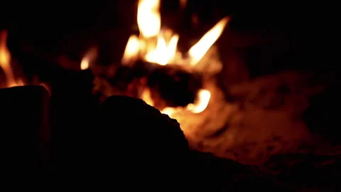 Bonfire Burning at Night Blurred Stock Footage 293280256