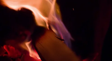 Bonfire Burning Slow motion Fire Flame on Black background Stock Footage 105375997