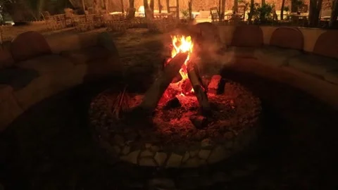 Bonfire burning on stones Stock Footage 242047843