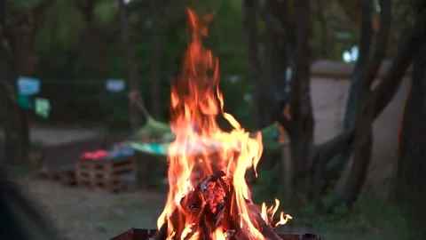 Bonfire burns on the grill Stock-Footage 134833636