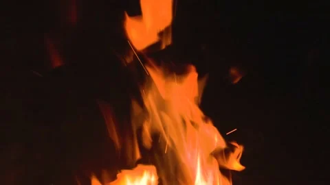 A bonfire burns at night. Stock Footage 164513948